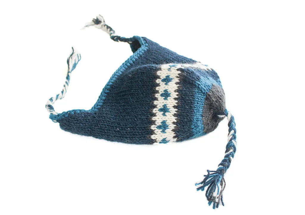 Blue and White Mix Woolen Sherpa Cap