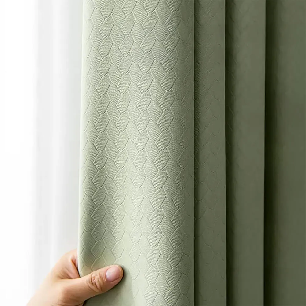 Diamond Geometric Textured Thickened Soundproof High Blackout Curtains