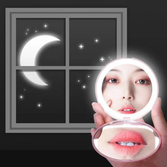 Folding portable led cosmetic mirror