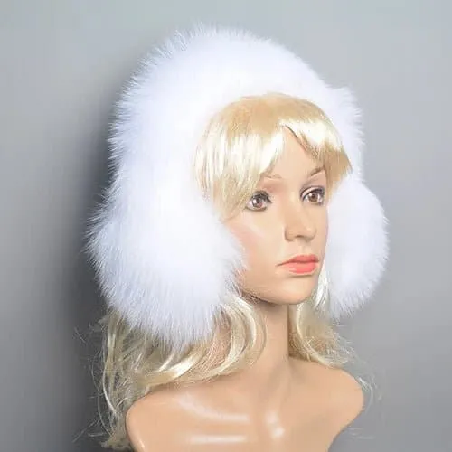 Fox Fur Earmuffs for Women - 100% Natural Fox Fur, Fashionable and Warm