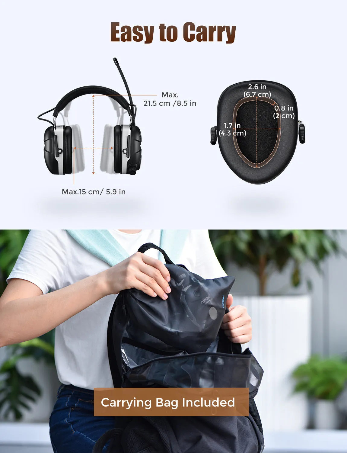 MPOW HP119A AM/FM Radio Ear Protection with Bluetooth Technology