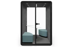 Nest 2 Person Meeting Booth with Diagonal Table [Echo Panel]