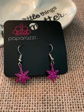 Paparazzi Starlet Shimmer Pink Snowflake Earrings