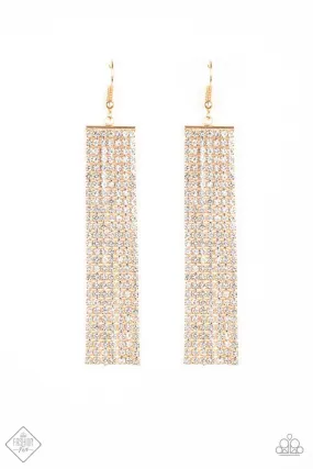 Paparazzi Top-Down Shimmer - Gold Earrings - Fashion Fix - June 2020