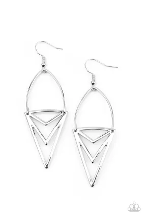 Proceed With Caution - Silver Paparazzi Earrings