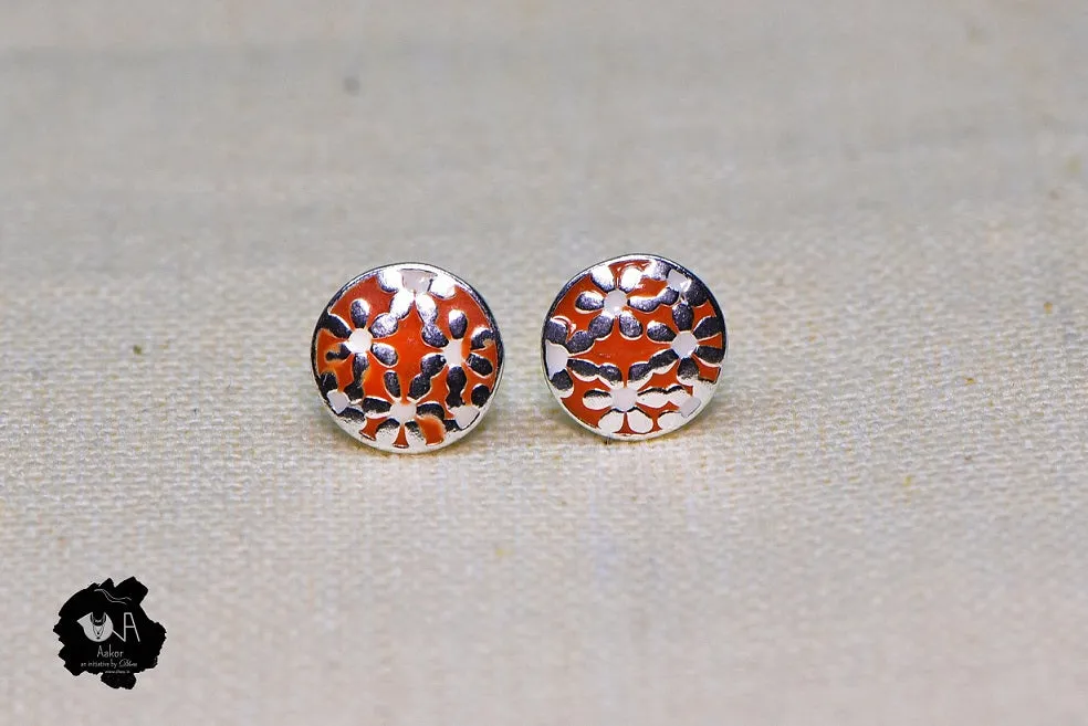 Pure Silver Minakari Studs