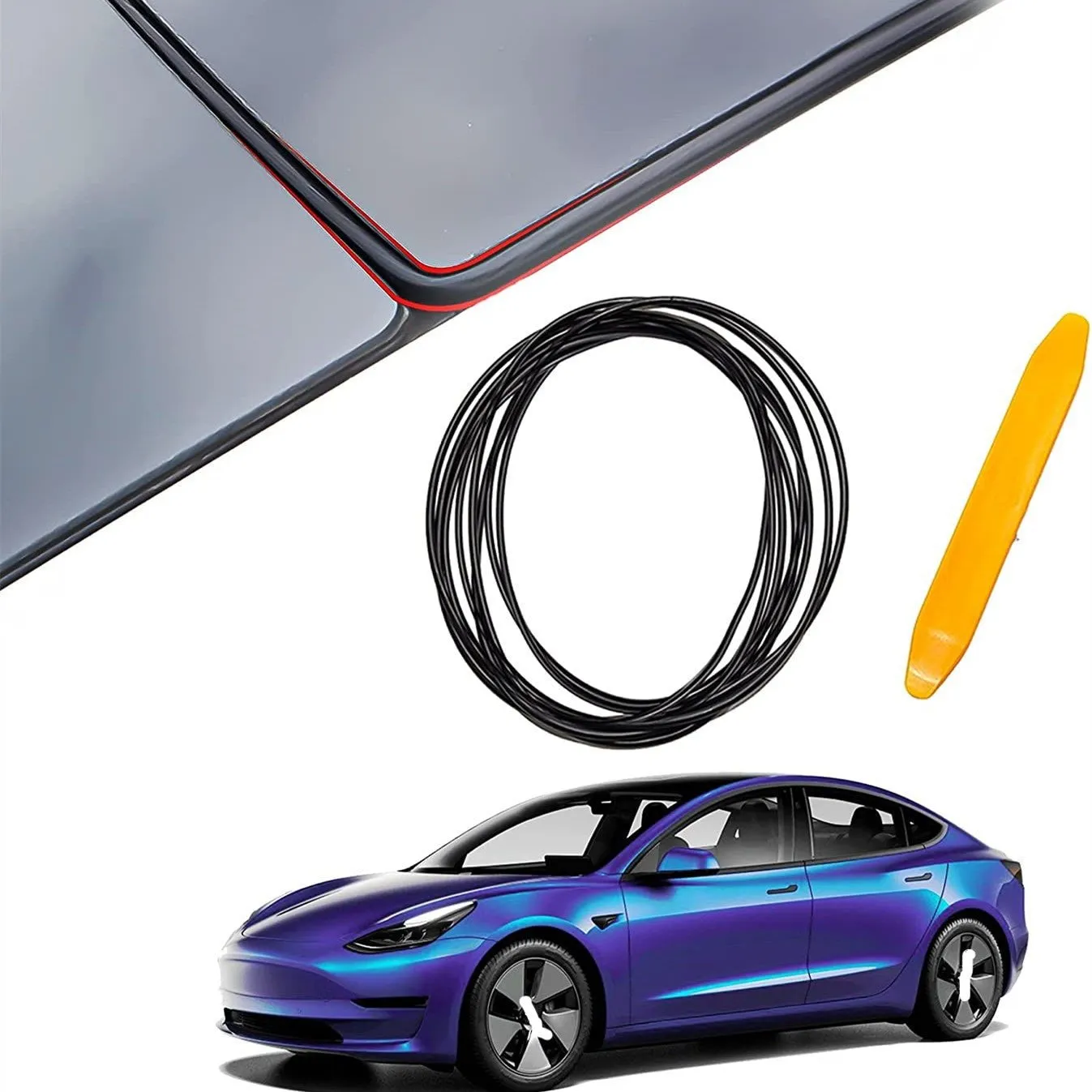 Sunroof Rubber Seal Wind Noise Reduction Kit for Tesla Model 3