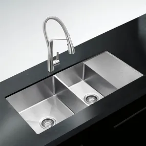 ULTIMO 1.5mm 1000W x 450D 1 1/2 Bowl Handmade Kitchen Sink with Drainer Top Undermount - SSD1045