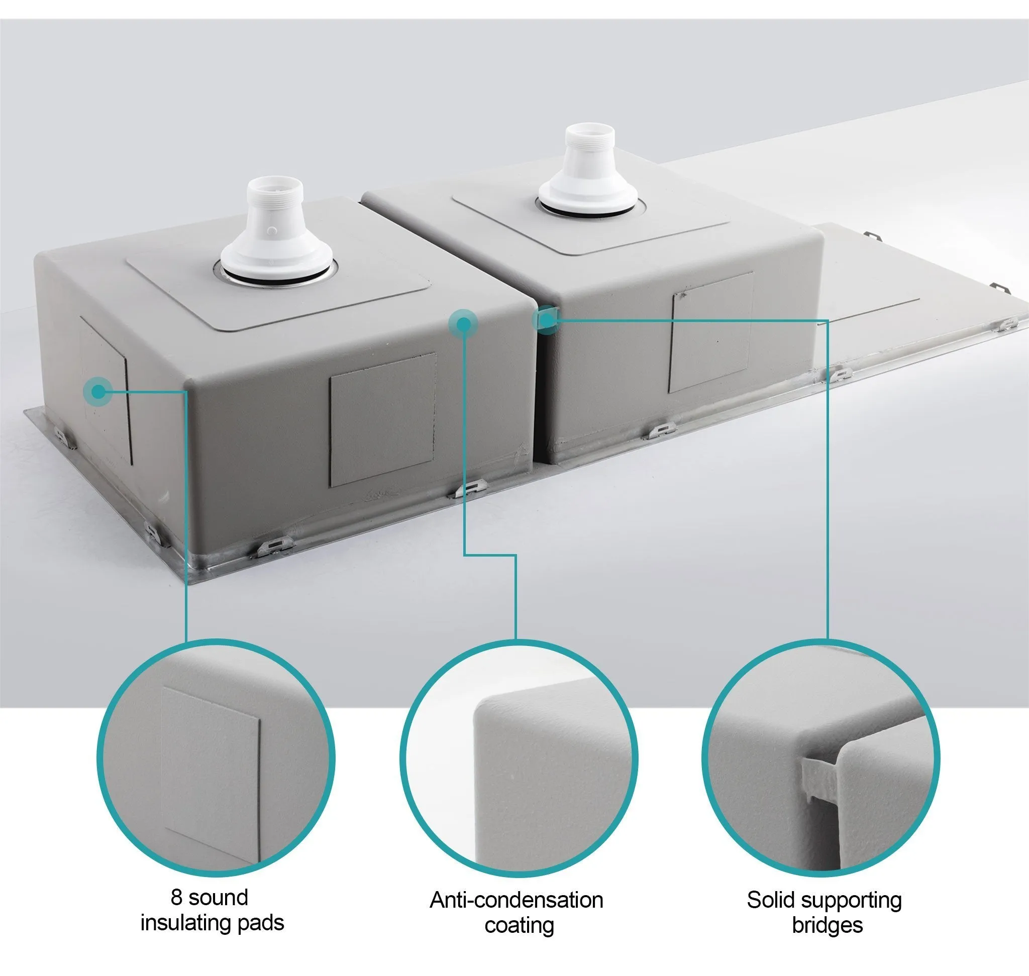 ULTIMO 1.5mm 1300W x 450D Double Bowl Sink with Drainer - SSD1345