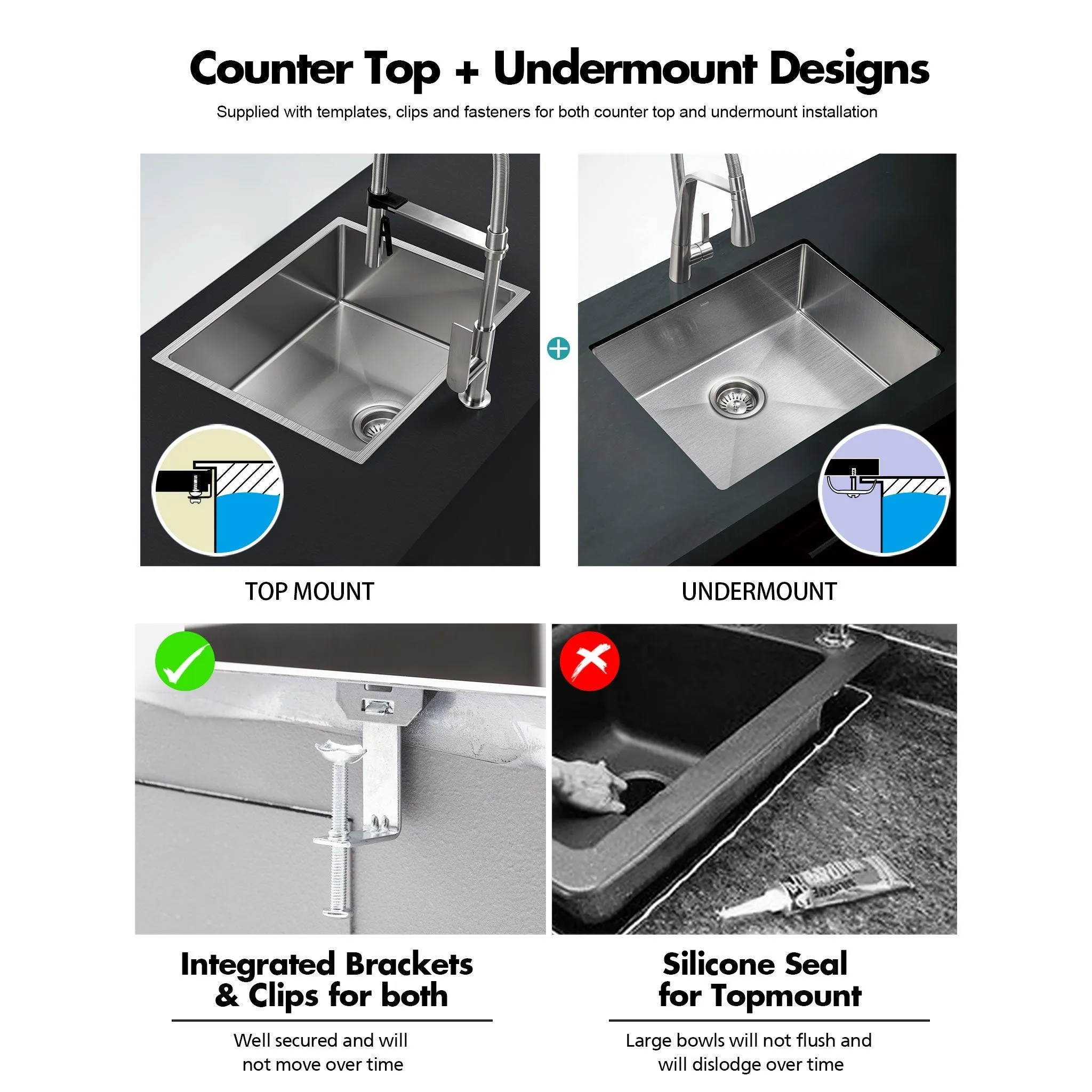 ULTIMO 1.5mm 660W x 450W Large Kitchen & Laundry bowl sink - SSD6645