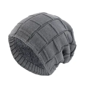 Warm Fur Lined Beanie Knitted Hat