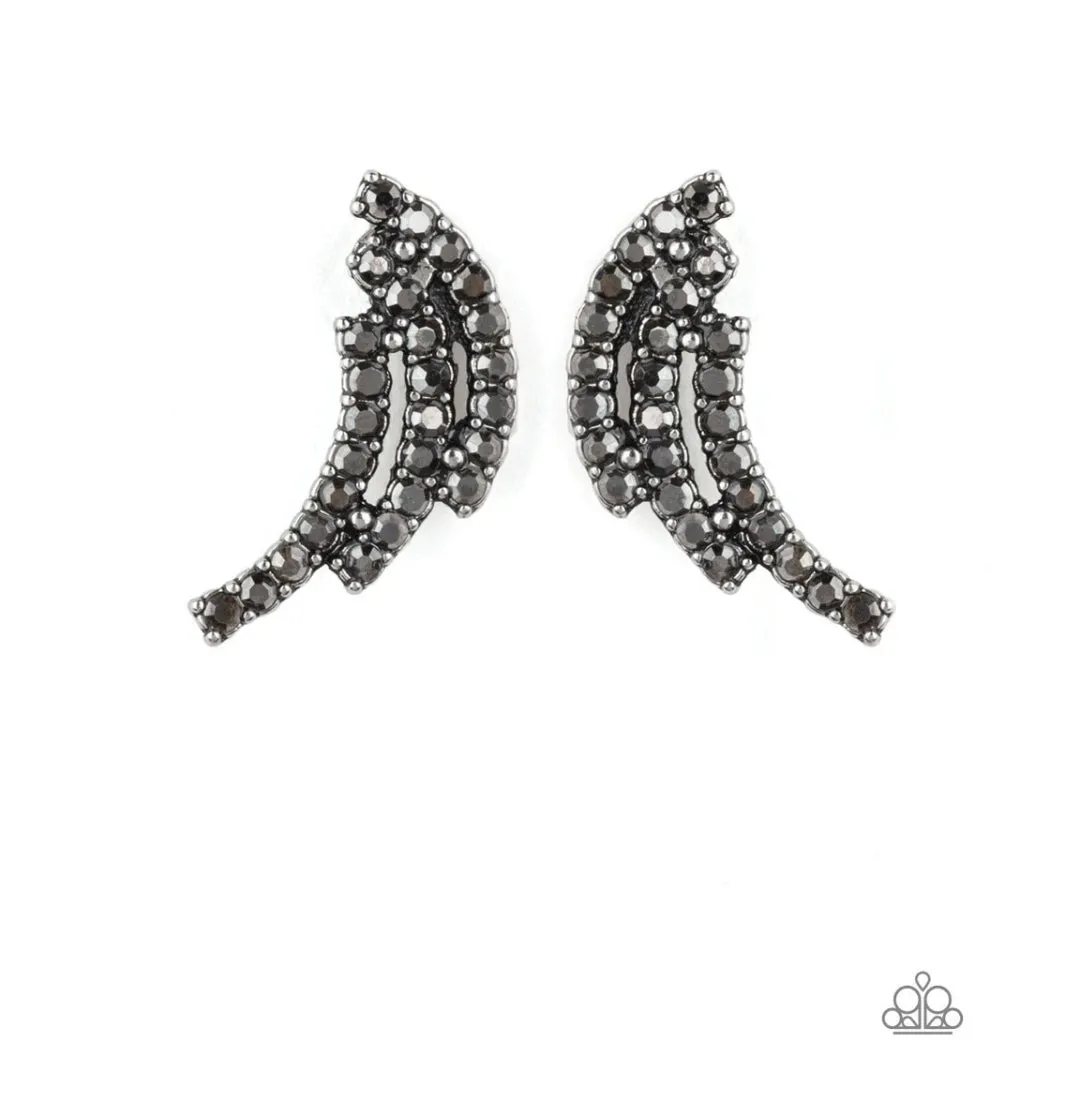 Wing Bling Silver Post - Earrings - Paparazzi Accessories